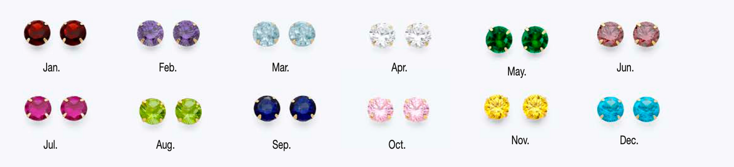 14K Gold 6mm Birthstone Screw Back Stud Earrings
