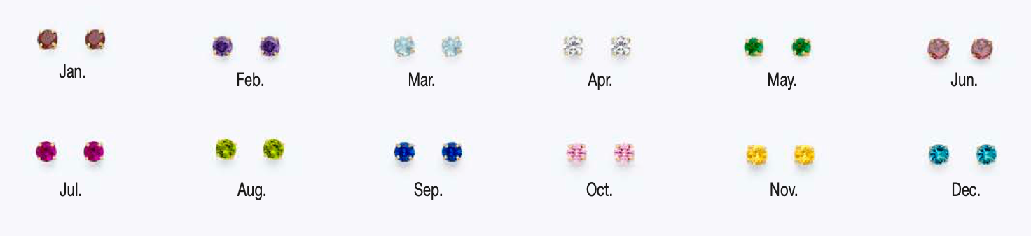 14K Gold 3mm Birthstone Basket Screw Back Stud Earrings