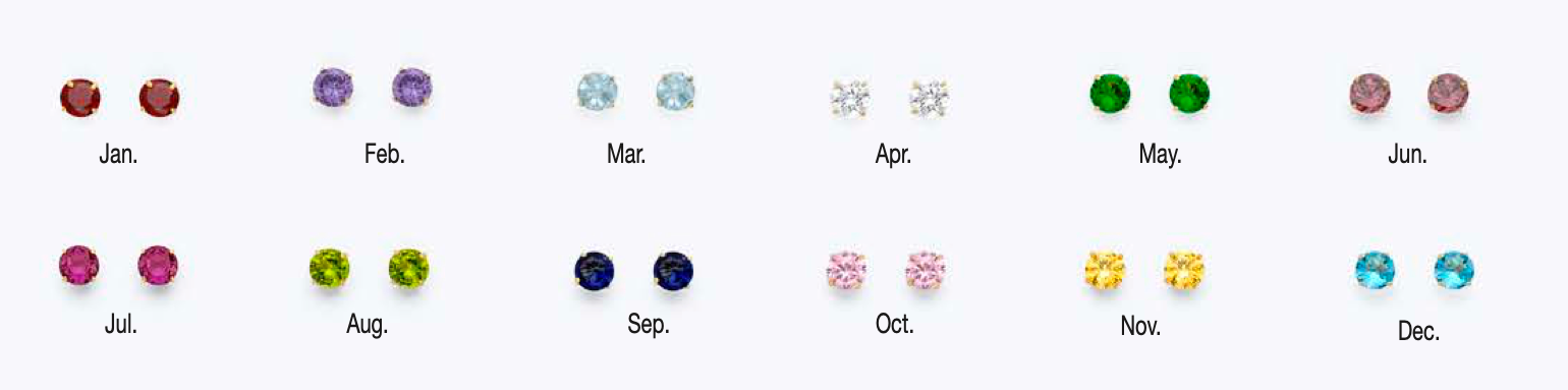 14K Gold 4mm Birthstone Basket Screw Back Stud Earrings