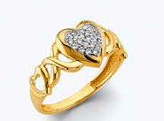 14K gold heart ring with CZ