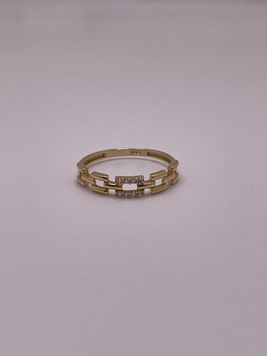14K Gold Chain CZ Ring