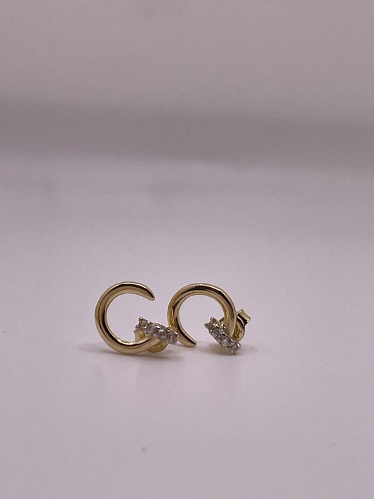 14K Gold Nail Earrings with CZ Stones