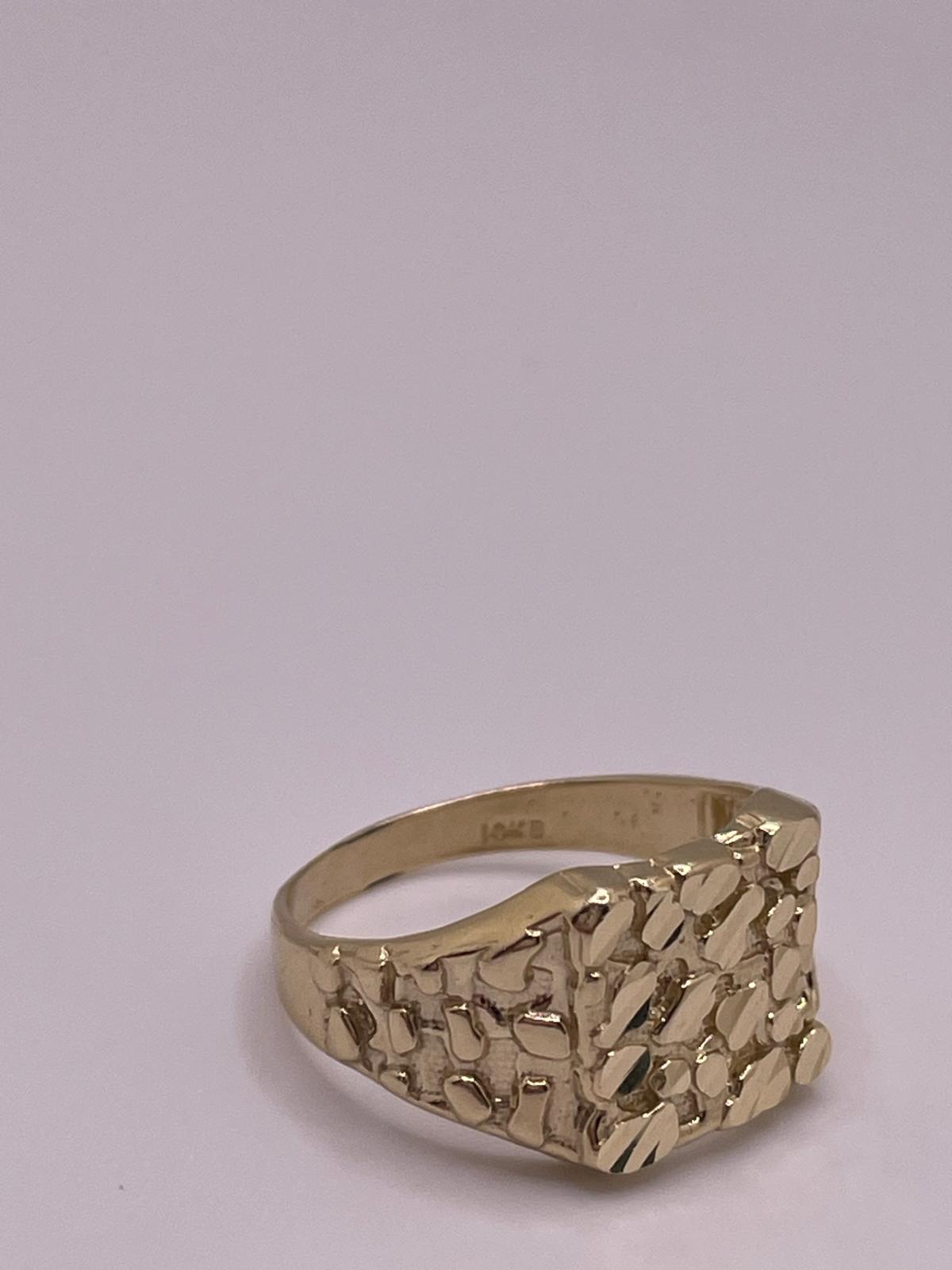 10K Gold Square Nugget Ring