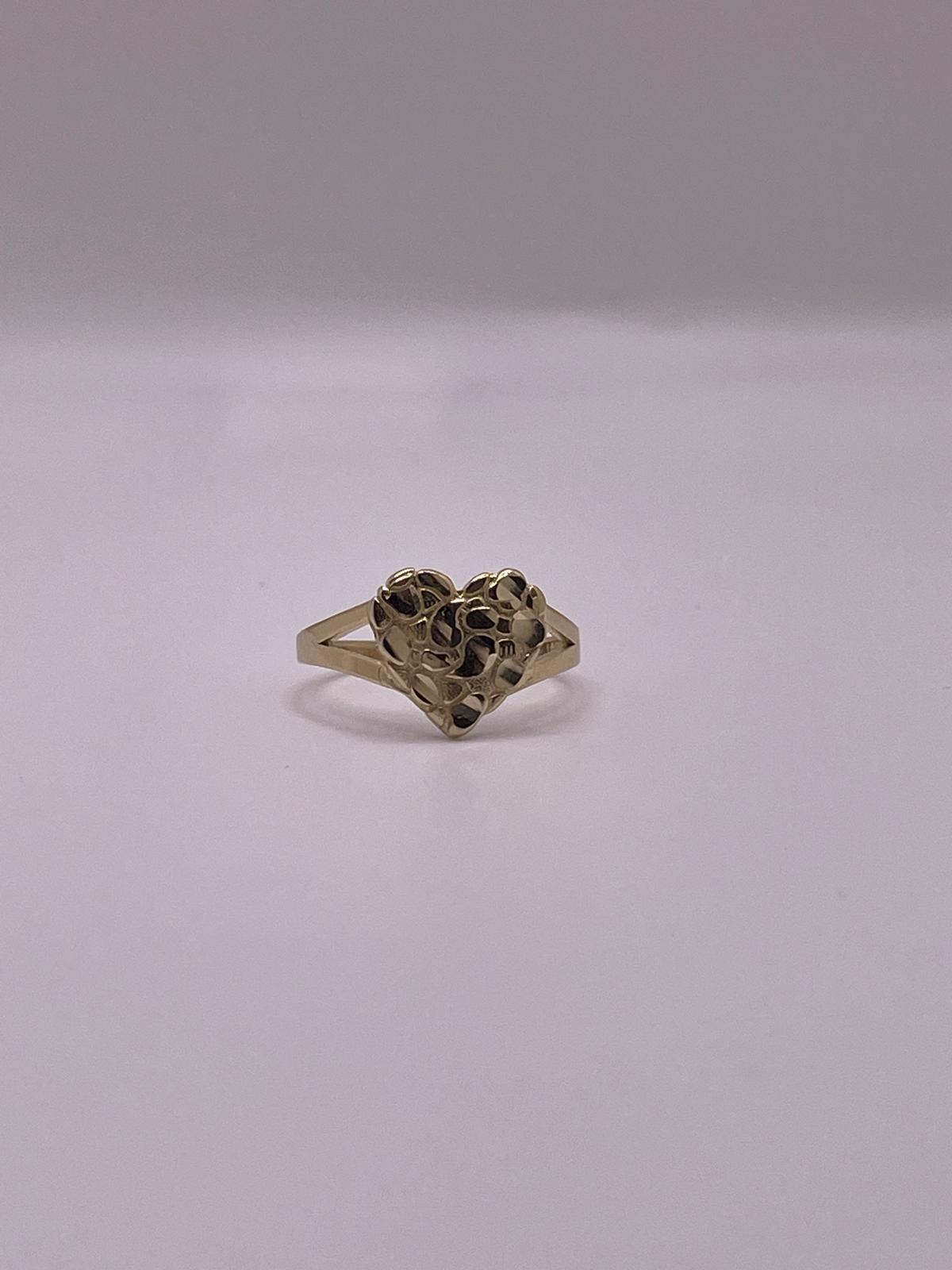 10K Gold Small Heart Nugget Ring