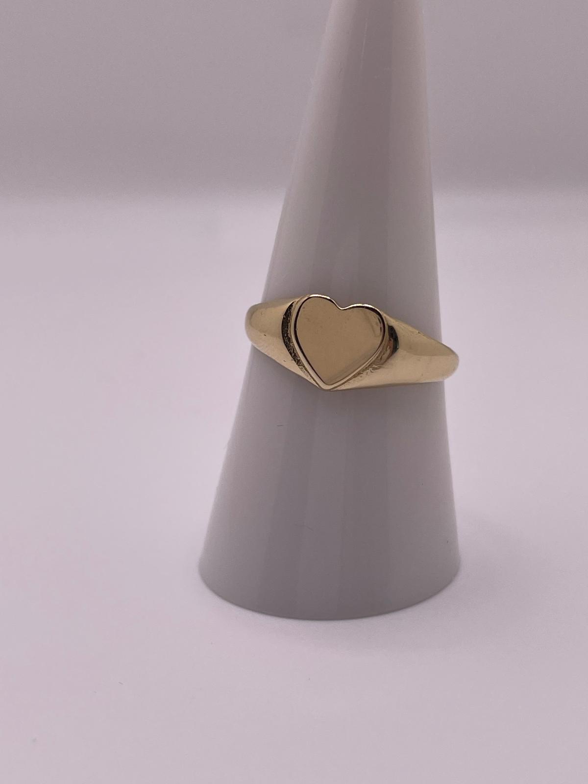 10K Gold Heart Signet Ring (Free Engraving)