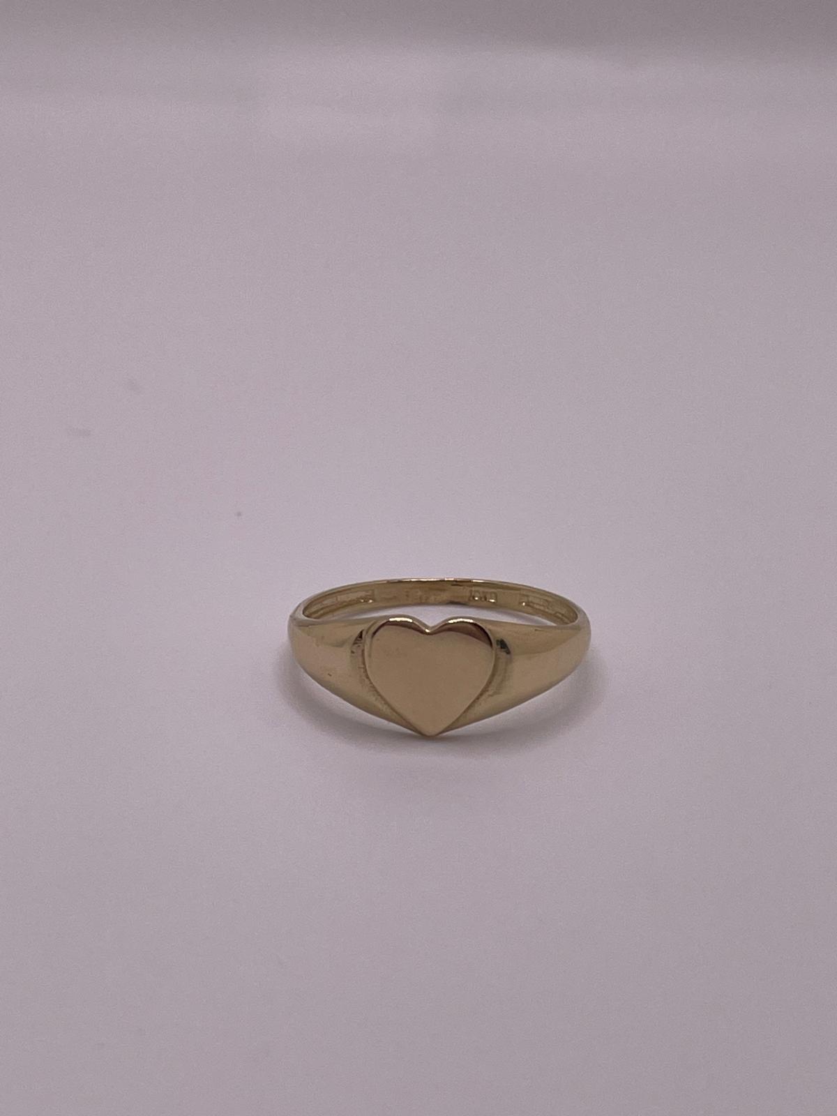 10K Gold Heart Signet Ring (Free Engraving)