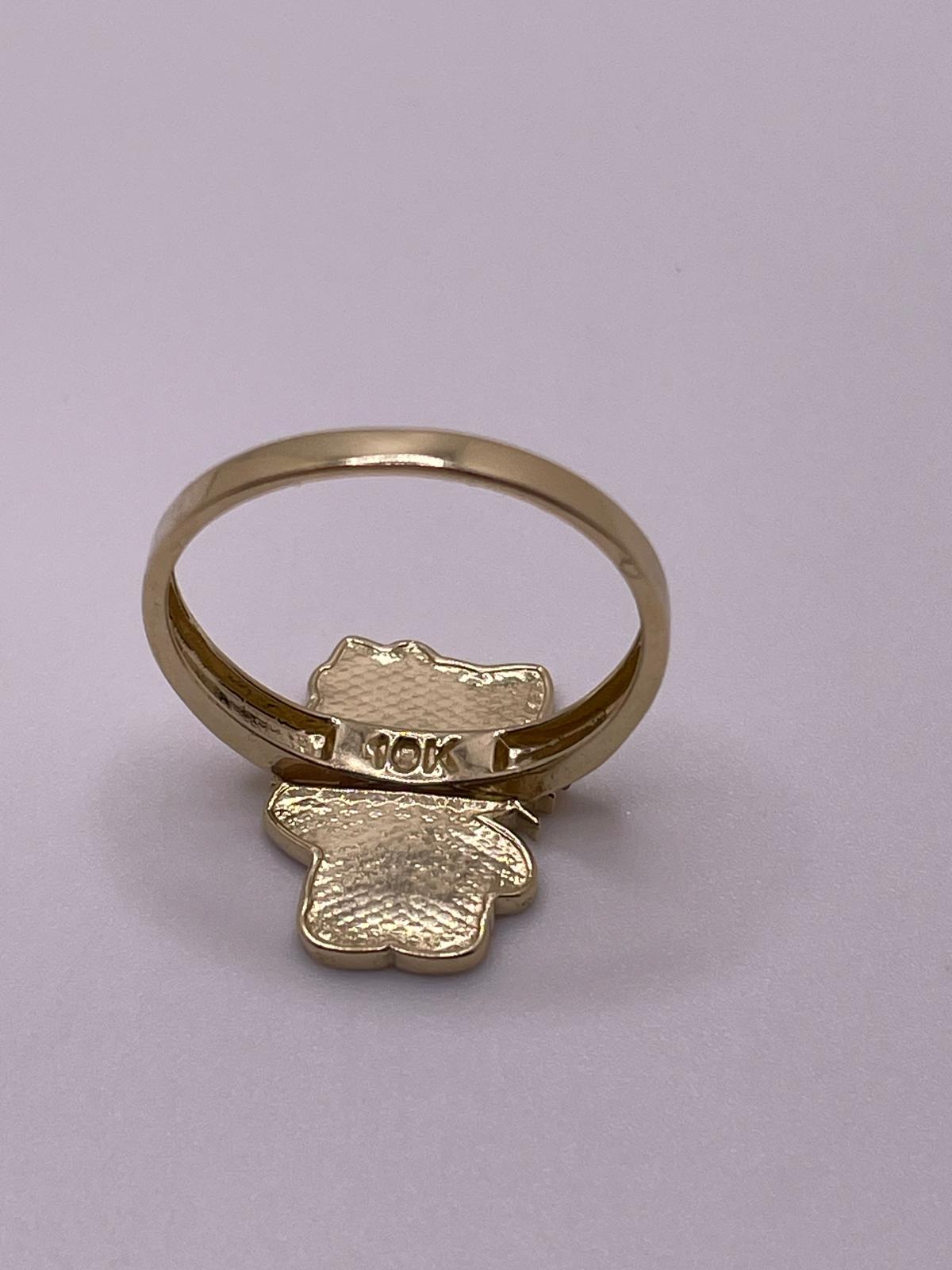 10K Gold Full Body Waving Hello Kitty Ring