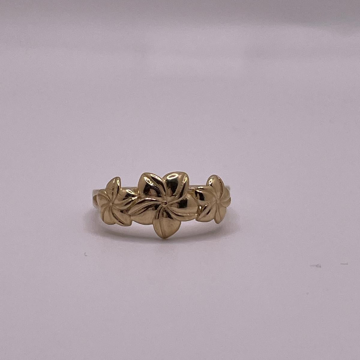 14K Gold Plumeria Trio Flexible Ring (807)