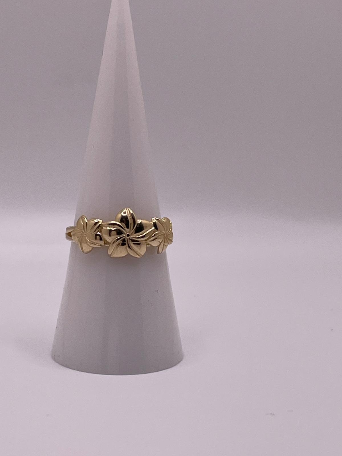 14K Gold Plumeria Trio Flexible Ring (807)