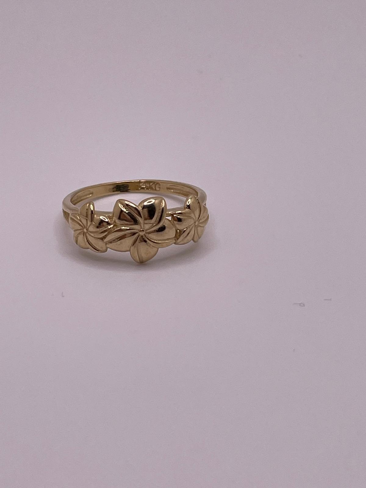 14K Gold Plumeria Trio Flexible Ring