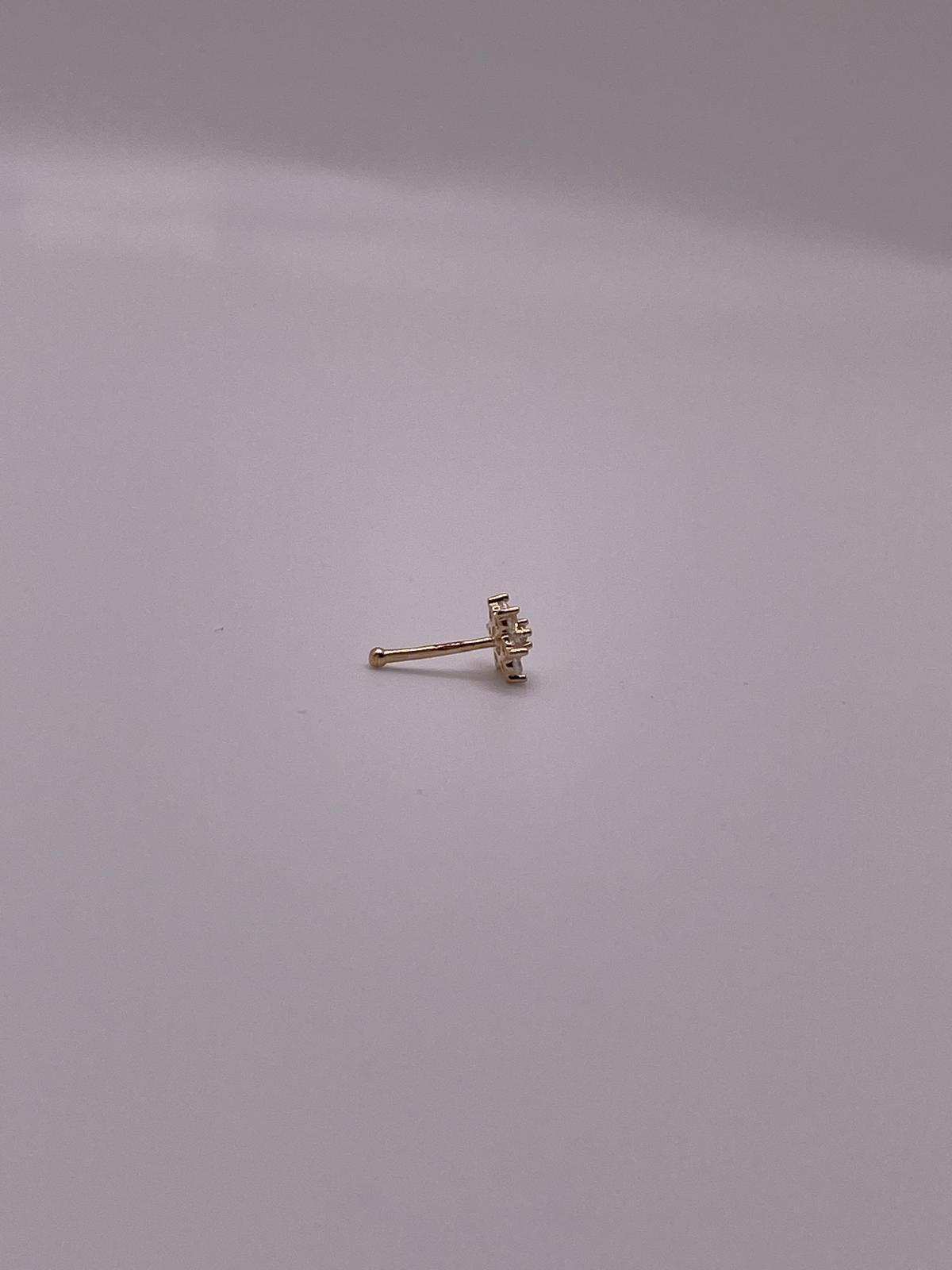14K Gold CZ Flower Nose Stud – Straight Post