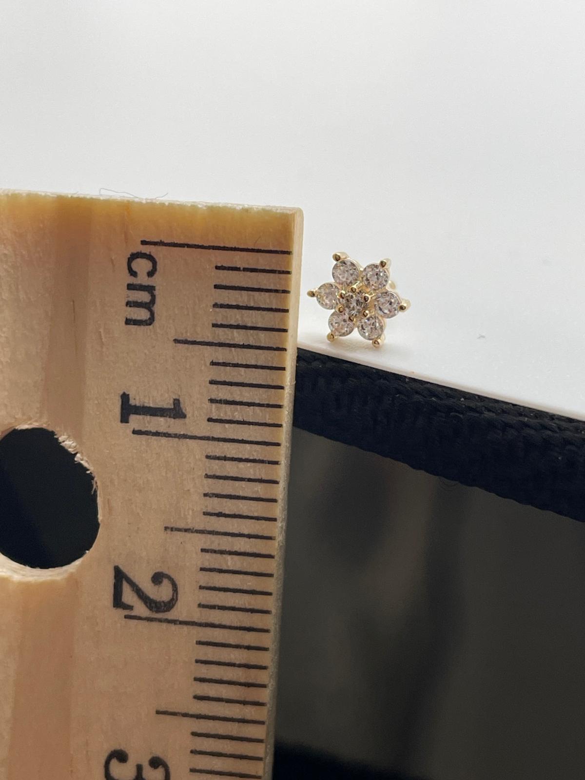 14K Gold CZ Flower Nose Stud – Straight Post
