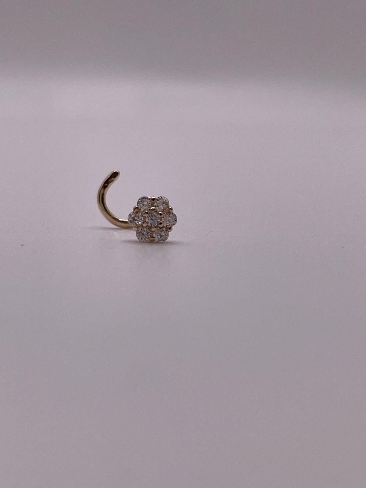 14K Gold CZ Flower Nose Screw