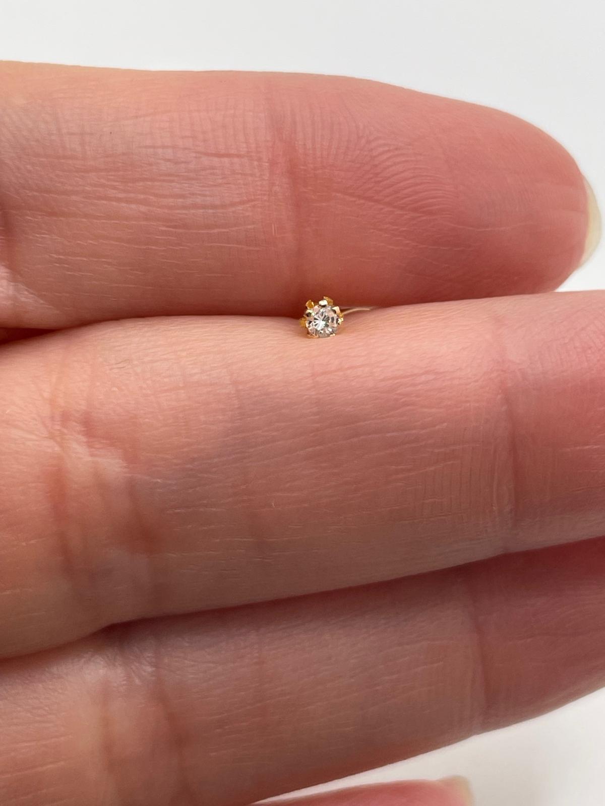 14K Gold White CZ Nose Screw