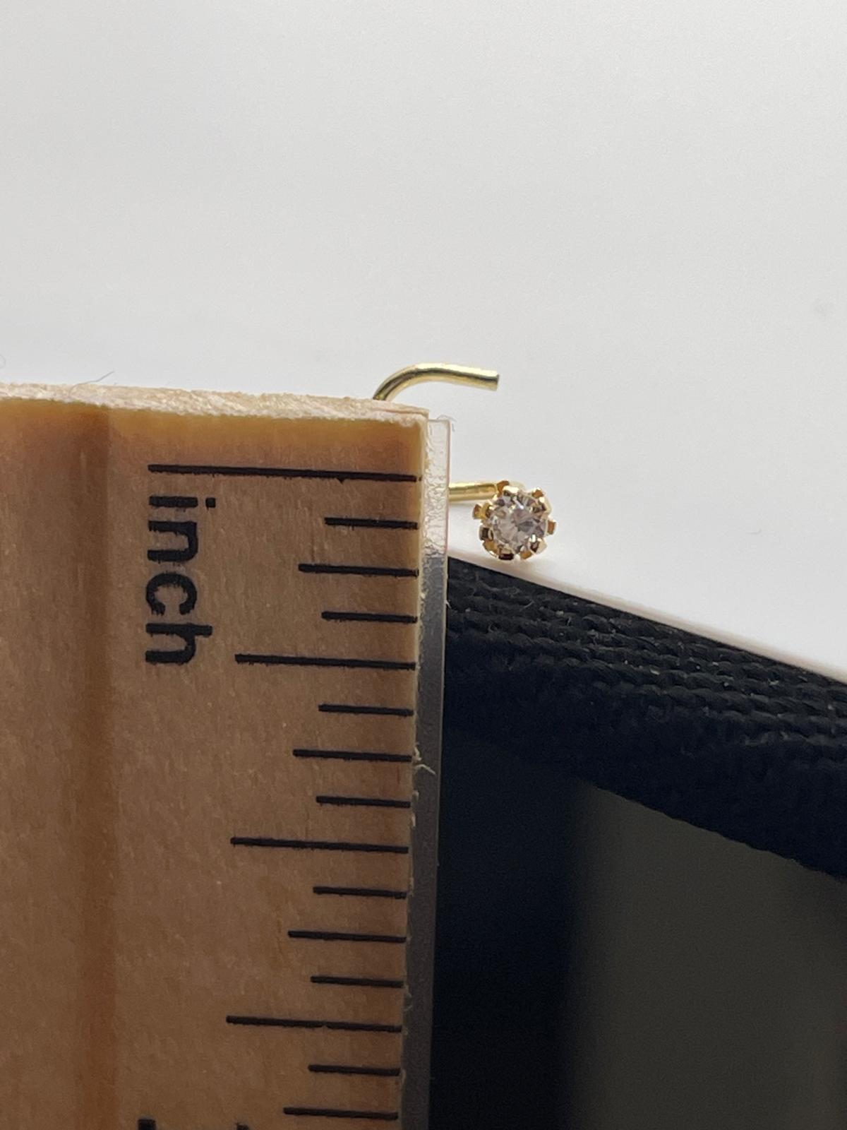 14K Gold White CZ Nose Screw