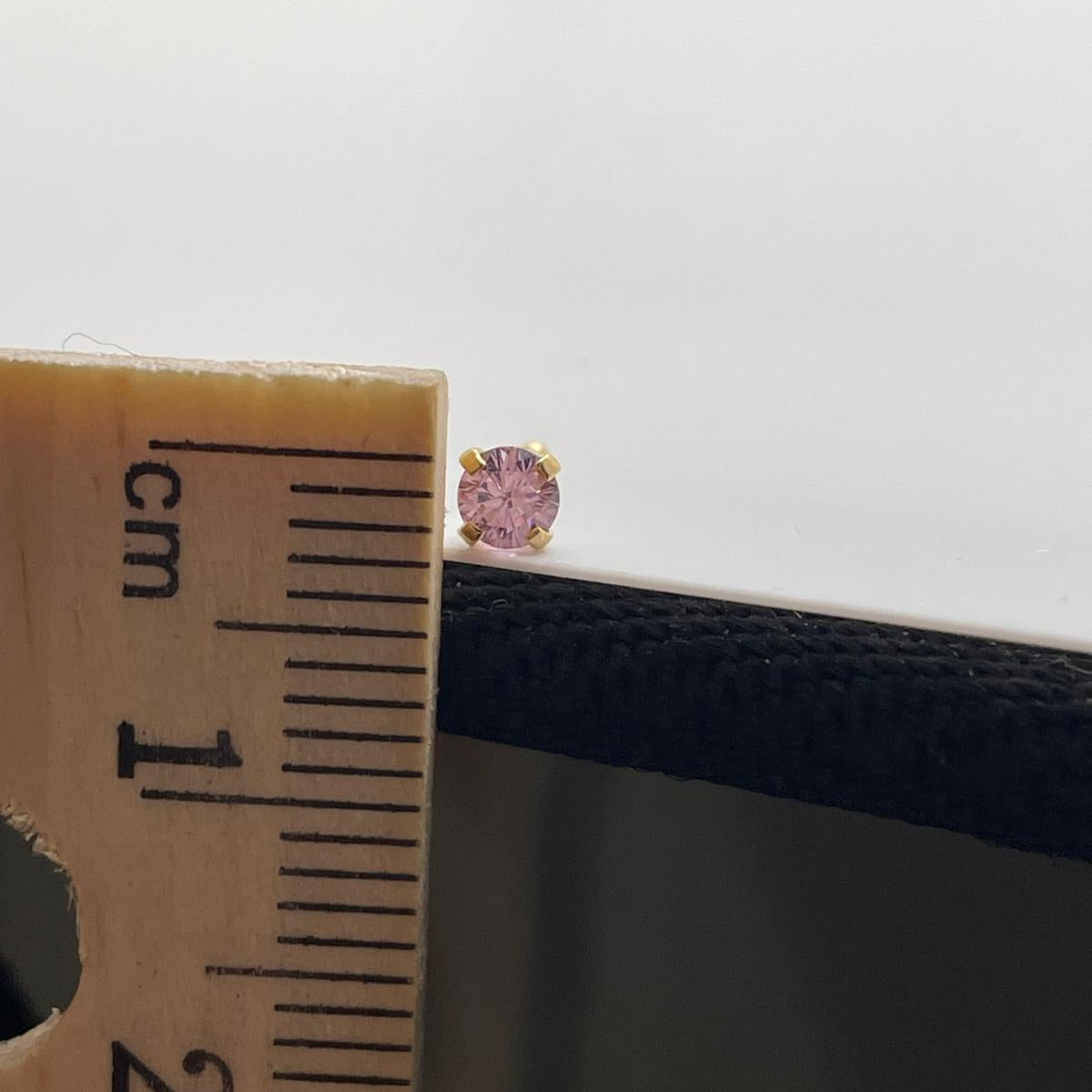 14K Gold Pink CZ Nose Stud – Straight Post