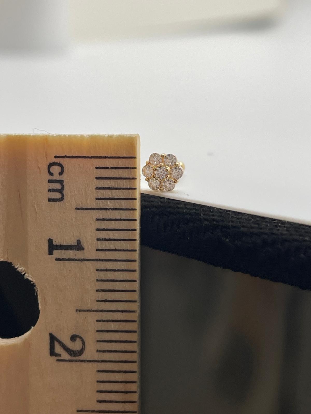 14K Gold CZ Flower Nose Stud – Straight Post