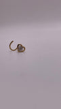 14K Gold Heart Outline Nose Screw with CZ Stone