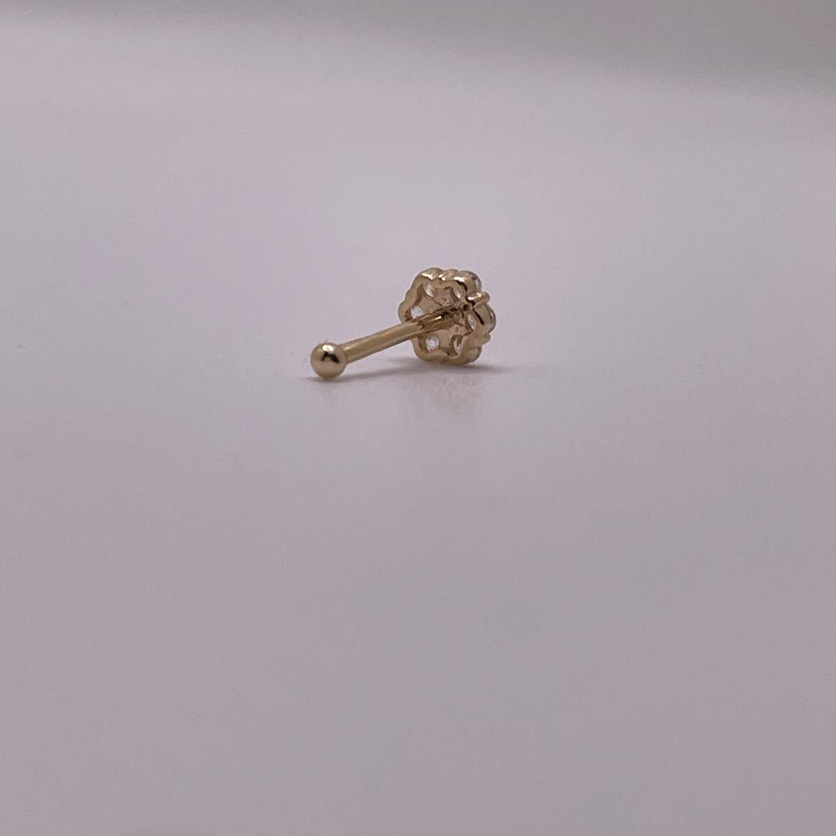 14K Gold CZ Flower Nose Stud – Straight Post
