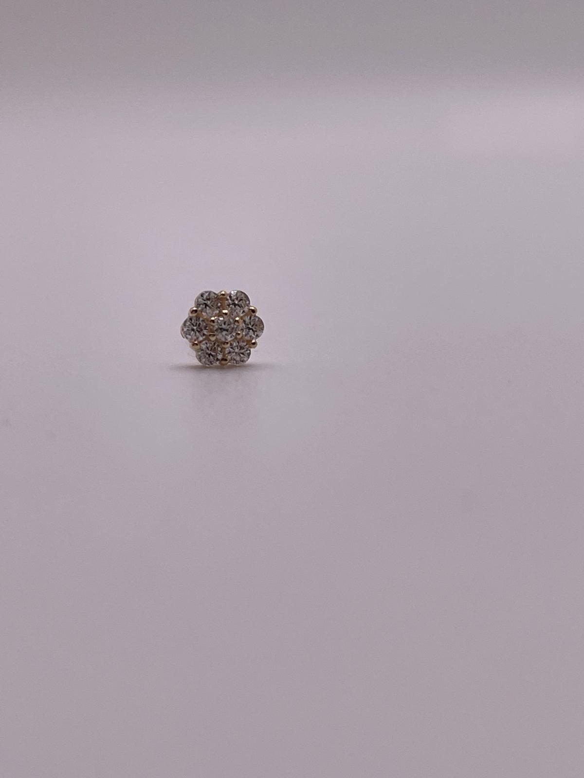 14K Gold CZ Flower Nose Stud – Straight Post