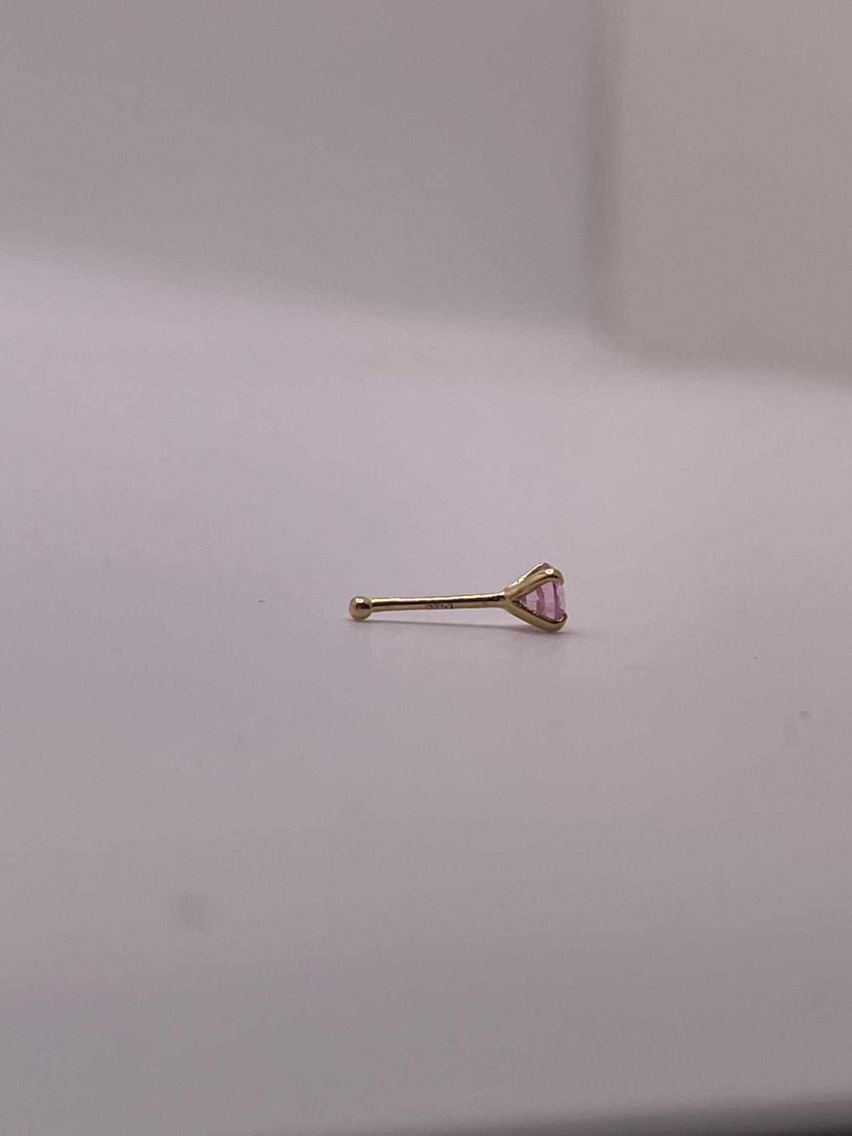 14K Gold Pink CZ Nose Stud – Straight Post