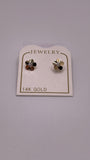 14K Gold CZ Flower Screwback Earrings