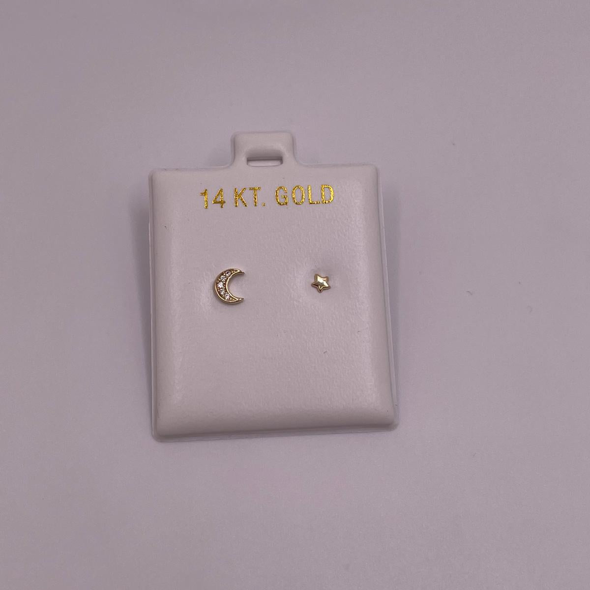 14K Gold Moon & Star Screwback Earrings