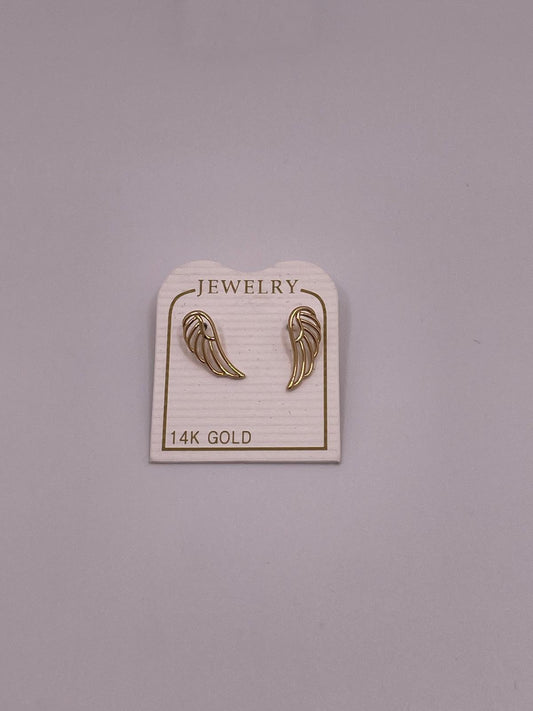14K Gold Wing Stud Earrings