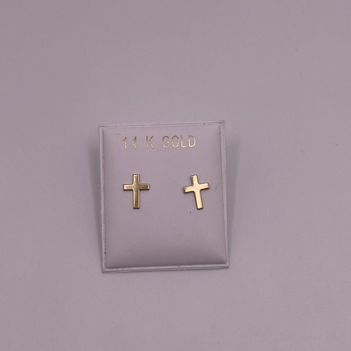 14K Gold Dainty Cross Earrings