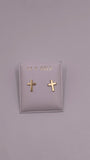 14K Gold Dainty Cross Earrings