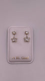 14K Gold CZ Star Telephone Earrings