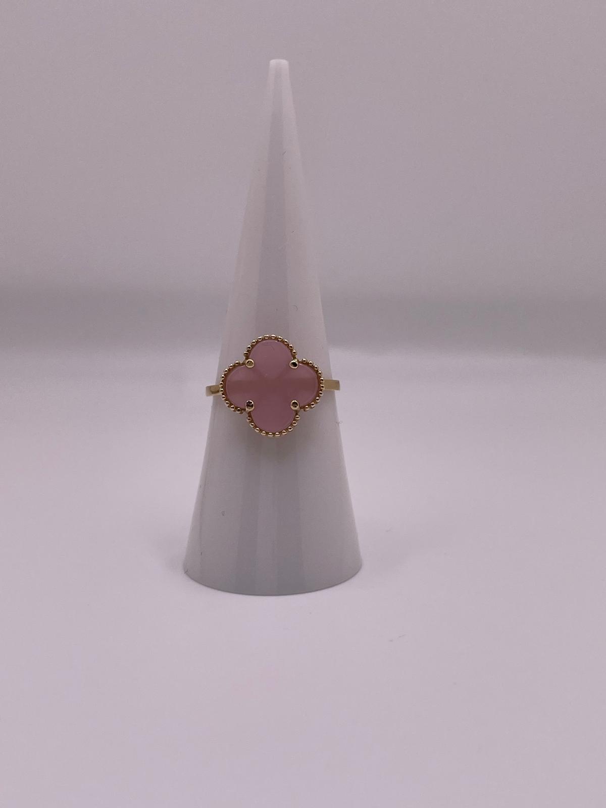14K Gold Baby Pink Clover Ring