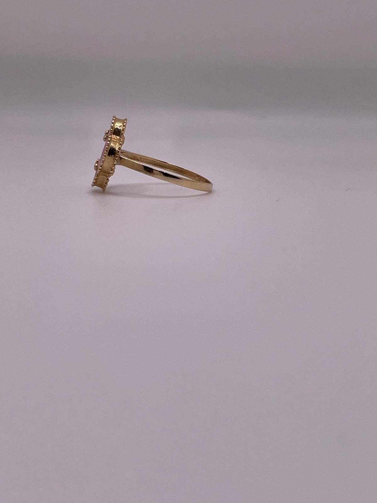14K Gold Baby Pink Clover Ring