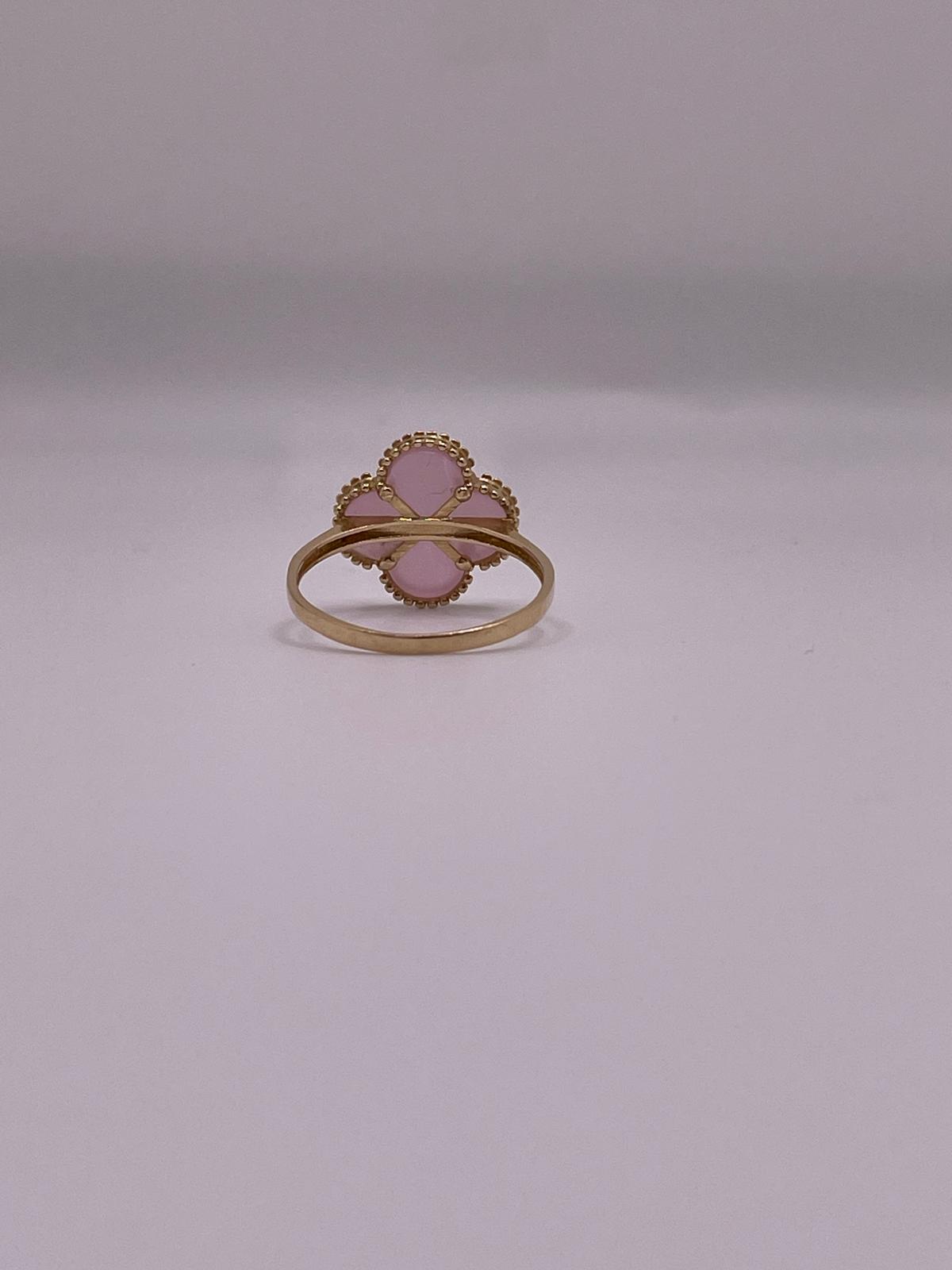 14K Gold Baby Pink Clover Ring
