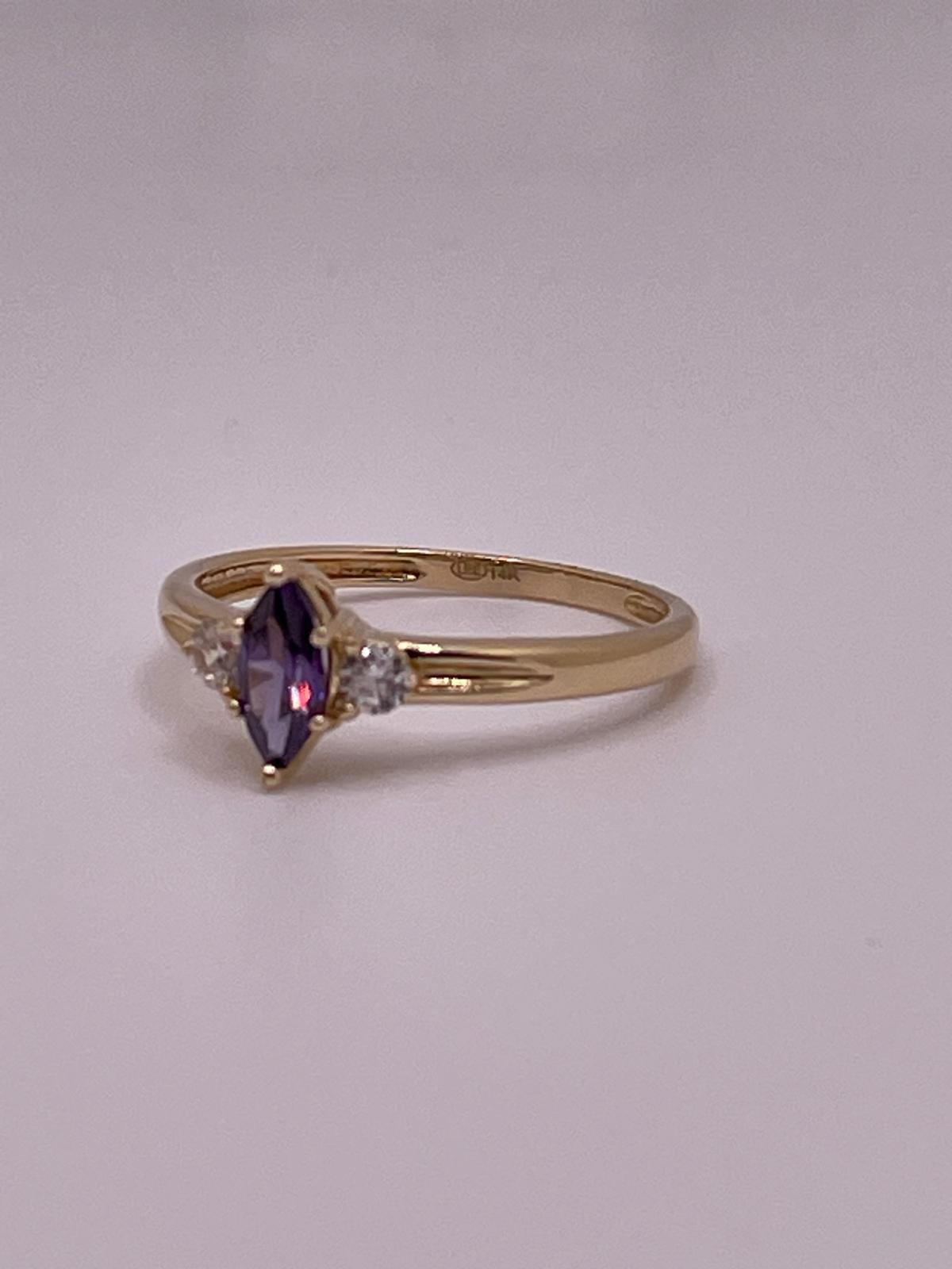 14K Gold Marquise Purple Stone Ring