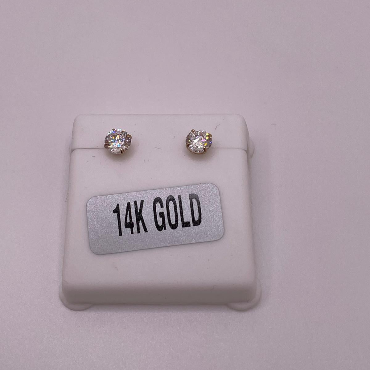 14K Gold 5mm CZ Earrings with Silicone Push Back