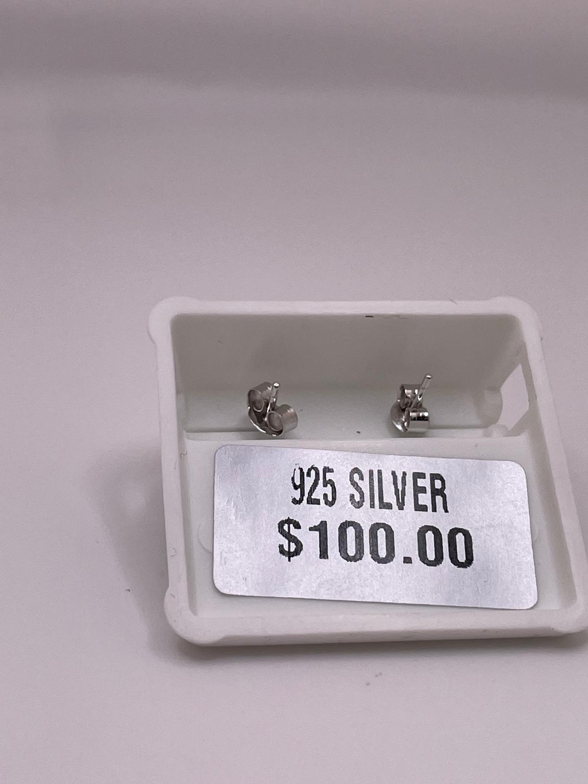 925 Sterling Silver Oval Blue CZ Halo Studs