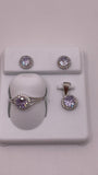 925 Sterling Silver Lavender Halo Jewelry Set – Size 7