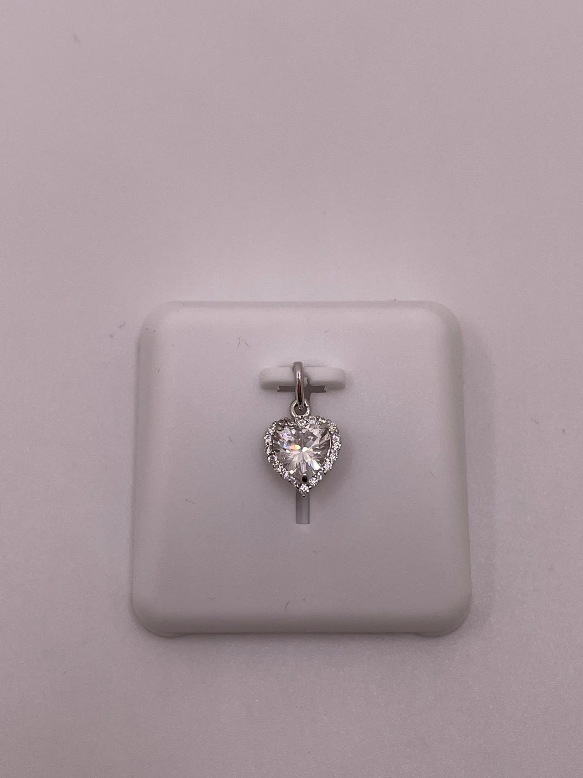925 Sterling Silver Heart Halo Pendant