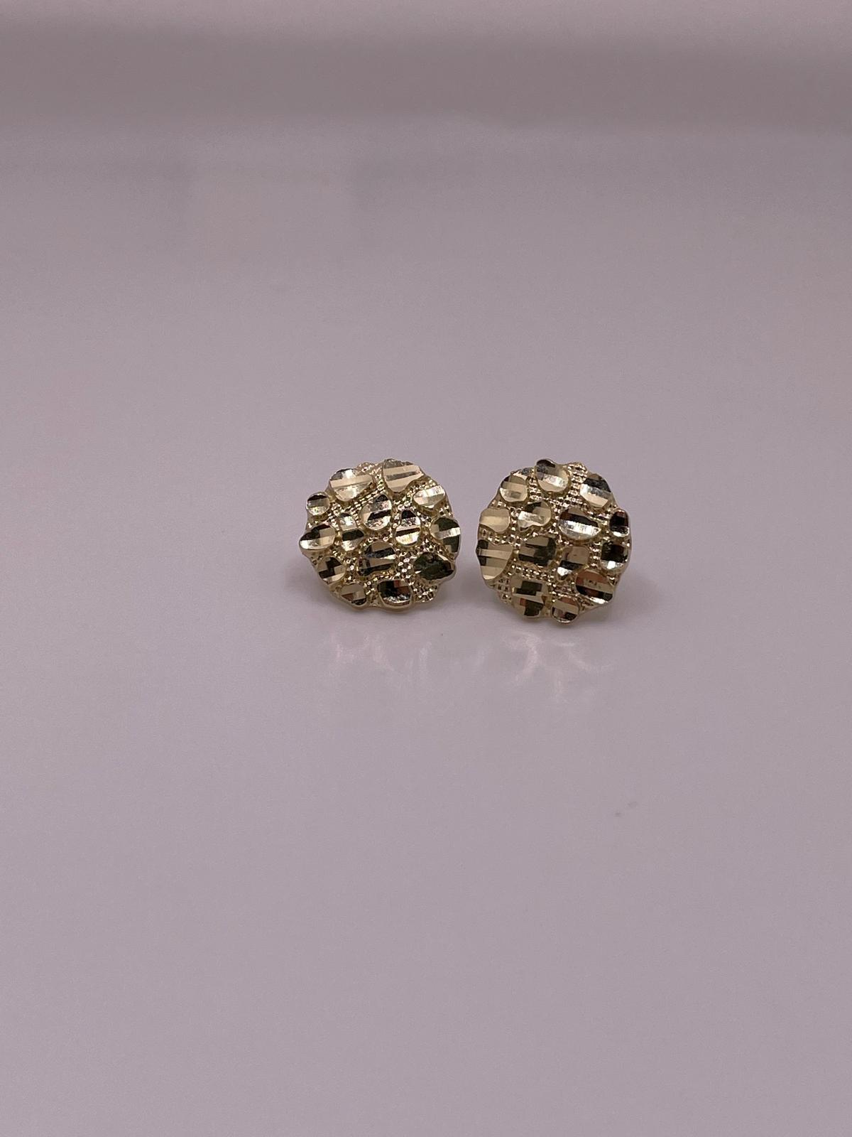 10K Gold Large Nugget Stud Earrings – Push Back