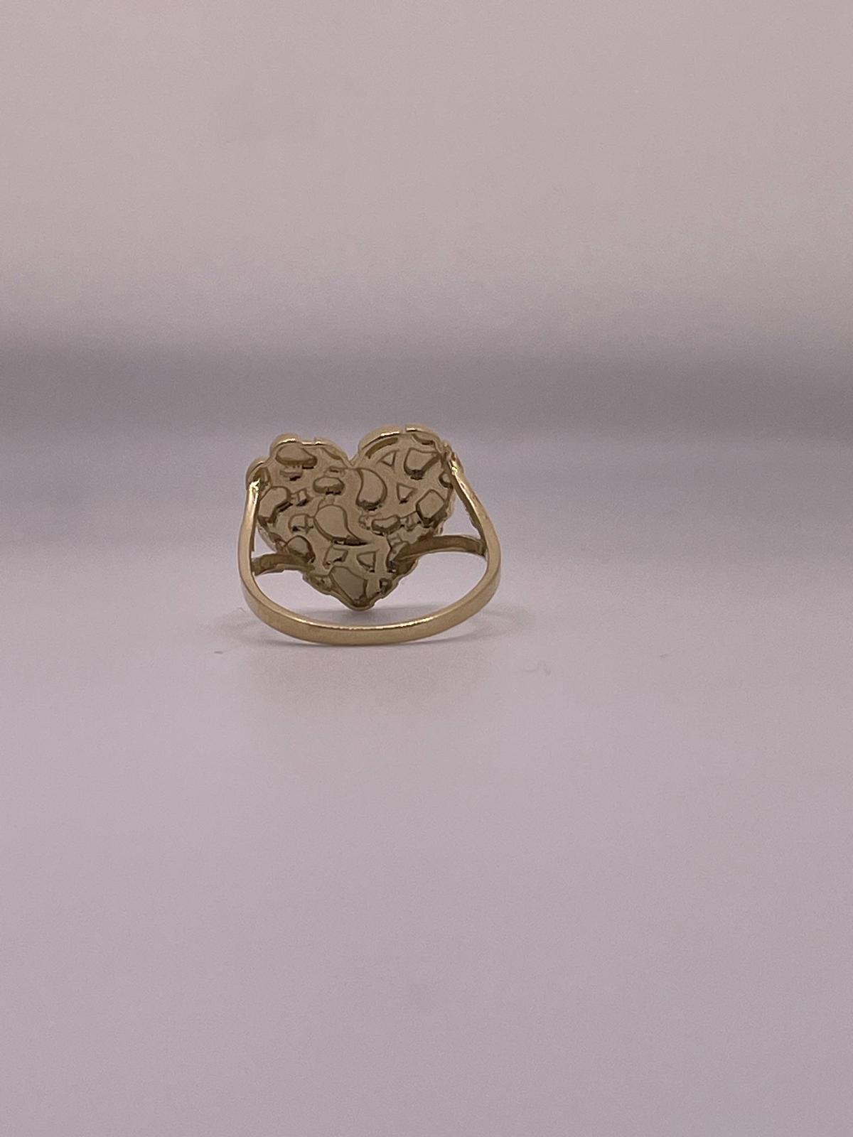 10K Gold Large Nugget Heart Ring