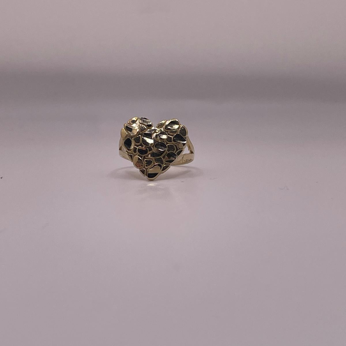 10K Gold Large Nugget Heart Ring