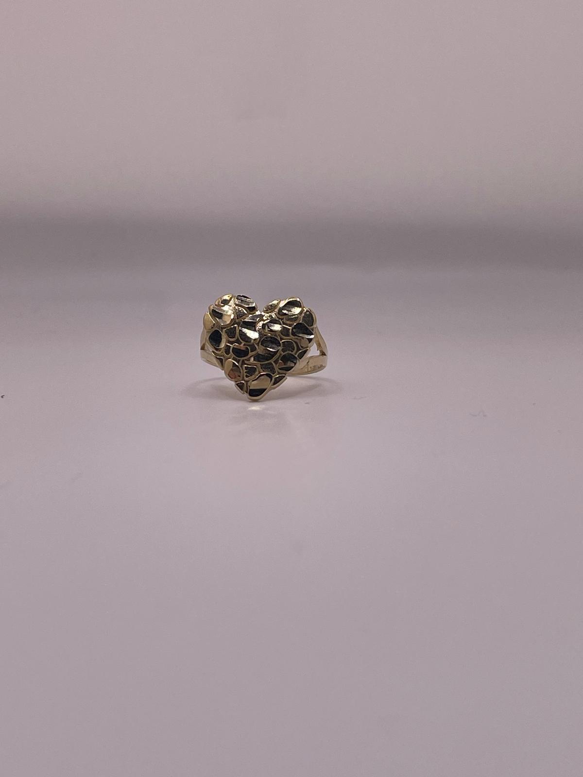 10K Gold Large Nugget Heart Ring