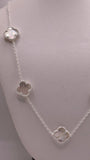 925 Sterling Silver Clover Station Necklace – 17" Mother of Pearl