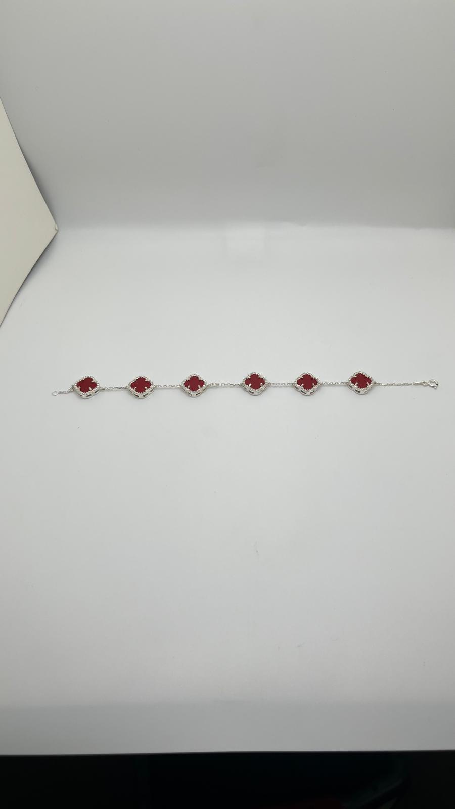 Red Clover Bracelet - 925 silver