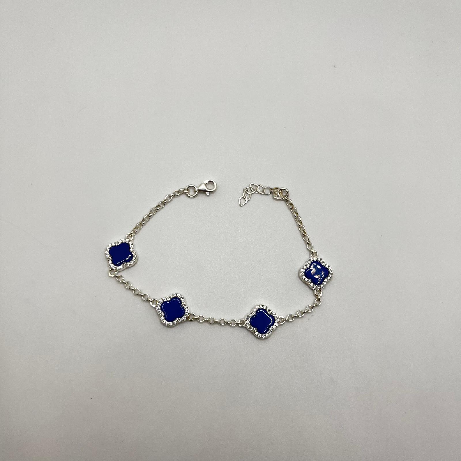 Blue Clover CZ Bracelet – 925 Sterling Silver