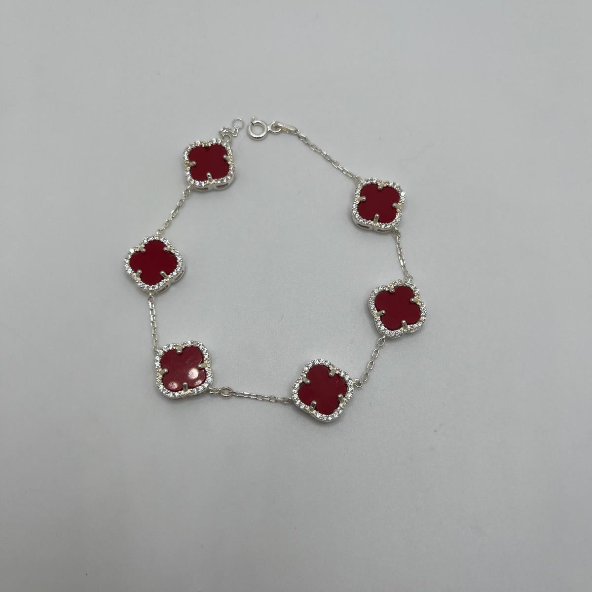 Red Clover Bracelet - 925 silver