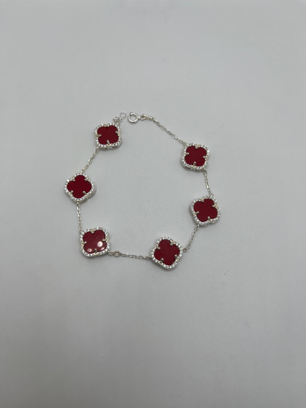 Red Clover Bracelet - 925 silver