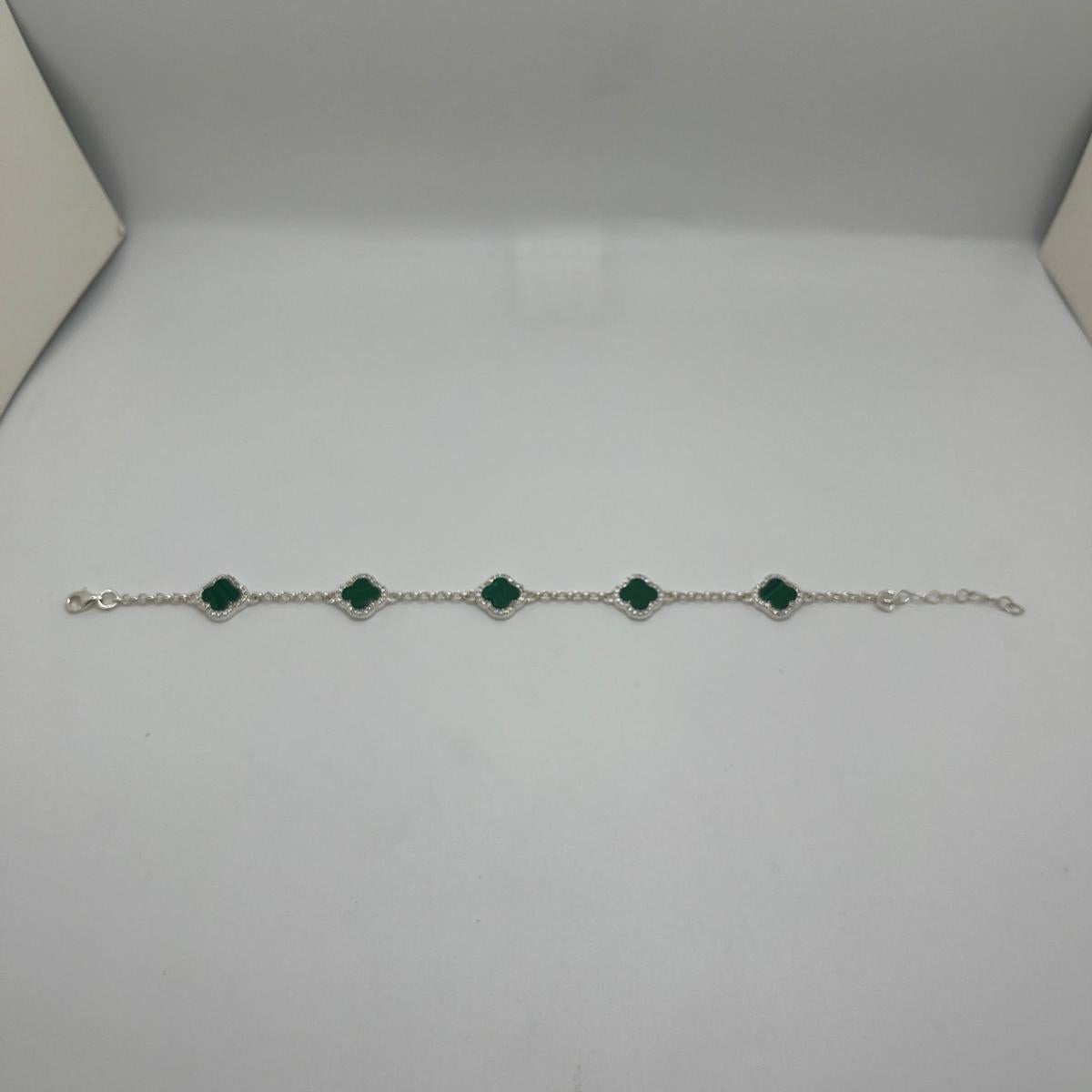 Green Clover CZ Bracelet– 925 Sterling Silver
