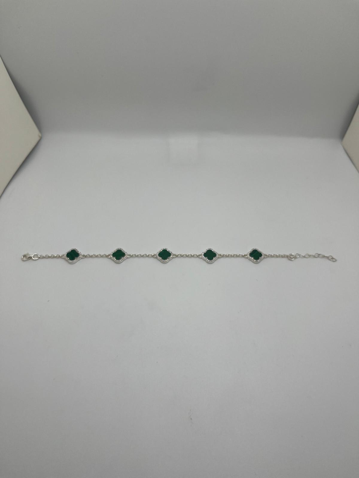 Green Clover CZ Bracelet– 925 Sterling Silver
